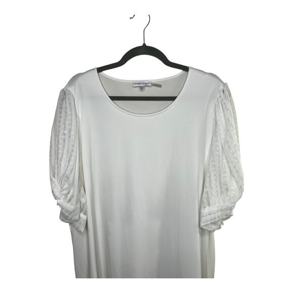 Calvin Klein White Puff Sleeve Blouse Size 2X - Picture 3 of 7